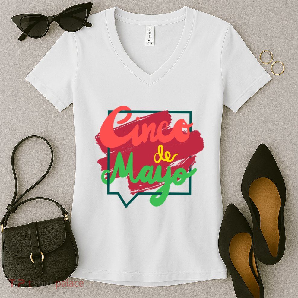 Cinco De Mayo Text Celebration Women's V-Neck T-Shirt