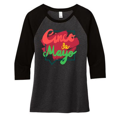 Cinco De Mayo Text Celebration Women's Tri-Blend 3/4-Sleeve Raglan Shirt