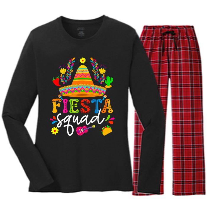 Cinco De Mayo Fiesta Squad Mexican Party Cinco De Mayo Party Women's Long Sleeve Flannel Pajama Set 