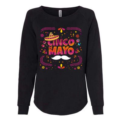 Cinco De Mayo Fiesta Mustache Womens California Wash Sweatshirt