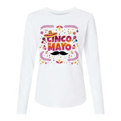 Cinco De Mayo Fiesta Mustache Womens Cotton Relaxed Long Sleeve T-Shirt