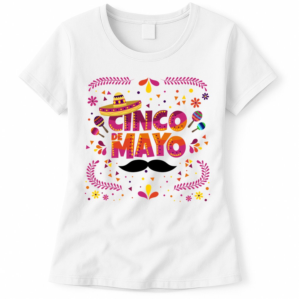 Cinco De Mayo Fiesta Mustache Womens T-Shirt