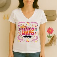 Cinco De Mayo Fiesta Mustache Women's V-Neck T-Shirt