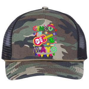 Cinco De Mayo Mexican Fiesta 5 De Mayo Funny Cinco De Mayo Retro Rope Trucker Hat Cap