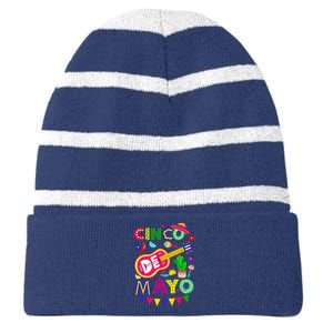 Cinco De Mayo Mexican Fiesta 5 De Mayo Funny Cinco De Mayo Striped Beanie with Solid Band