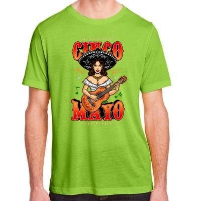 Cinco De Mayo Women Playing Banjo Adult ChromaSoft Performance T-Shirt