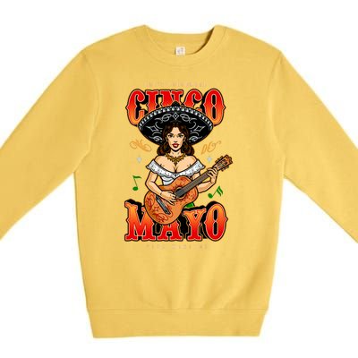 Cinco De Mayo Women Playing Banjo Premium Crewneck Sweatshirt