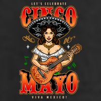 Cinco De Mayo Women Playing Banjo 7 Panel Mesh Trucker Snapback Hat
