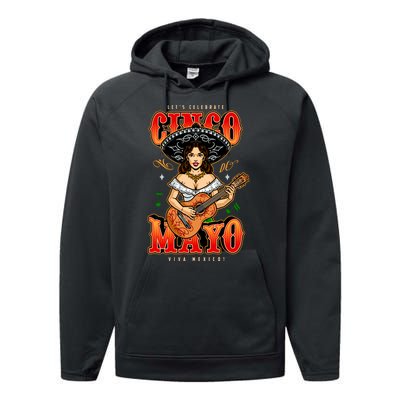 Cinco De Mayo Women Playing Banjo Performance Fleece Hoodie