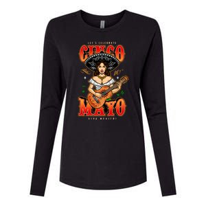 Cinco De Mayo Women Playing Banjo Womens Cotton Relaxed Long Sleeve T-Shirt