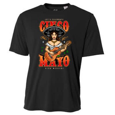 Cinco De Mayo Women Playing Banjo Cooling Performance Crew T-Shirt