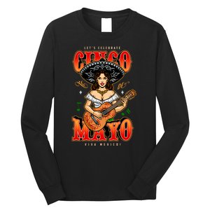 Cinco De Mayo Women Playing Banjo Long Sleeve Shirt