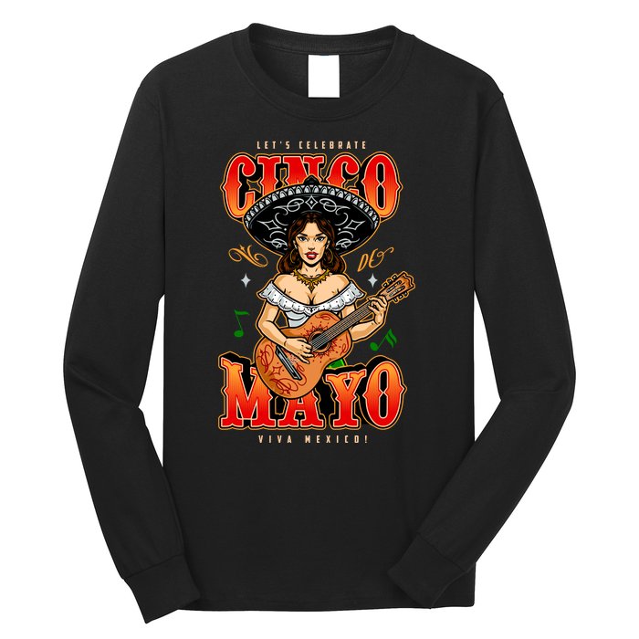 Cinco De Mayo Women Playing Banjo Long Sleeve Shirt