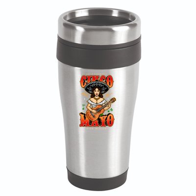 Cinco De Mayo Women Playing Banjo 16oz Travel Tumbler