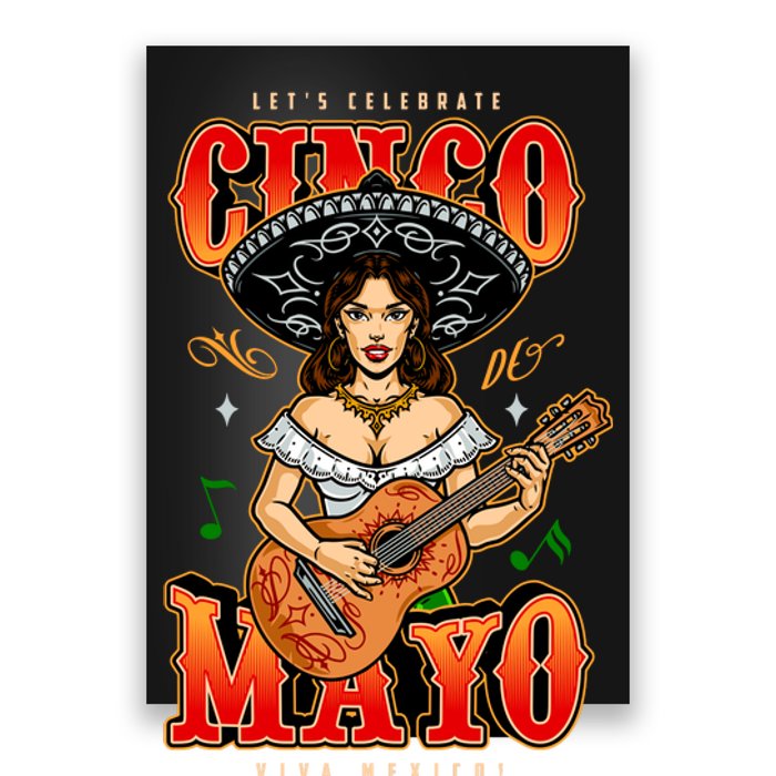 Cinco De Mayo Women Playing Banjo Poster