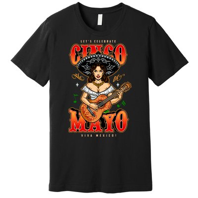 Cinco De Mayo Women Playing Banjo Premium T-Shirt