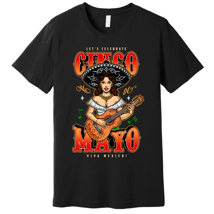 Cinco De Mayo Women Playing Banjo Premium T-Shirt