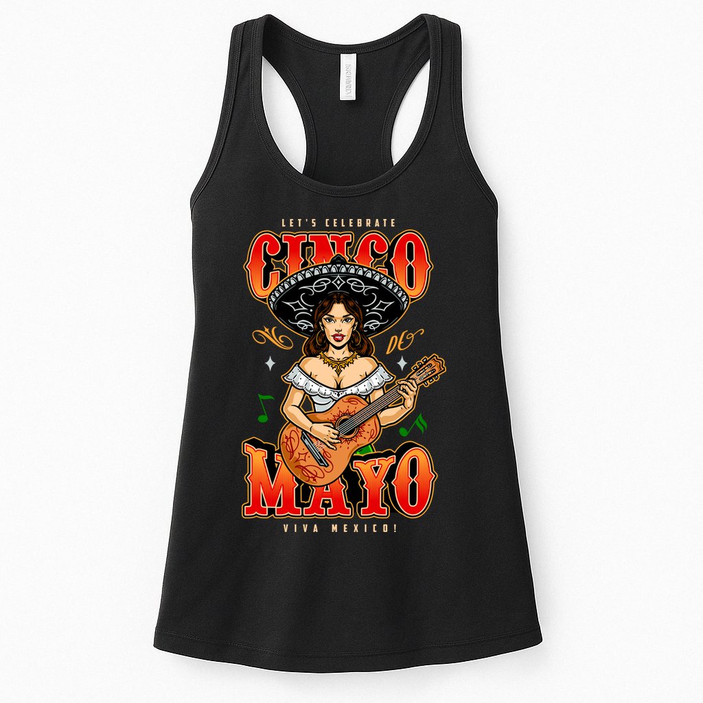 Cinco De Mayo Women Playing Banjo Womens Tank Top