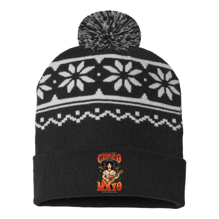 Cinco De Mayo Women Playing Banjo USA-Made Snowflake Beanie