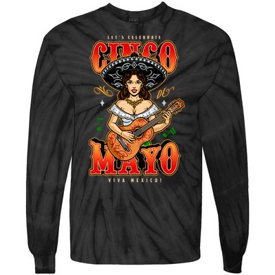 Cinco De Mayo Women Playing Banjo Tie-Dye Long Sleeve Shirt