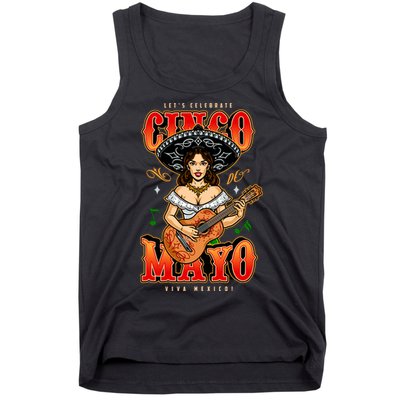 Cinco De Mayo Women Playing Banjo Tank Top