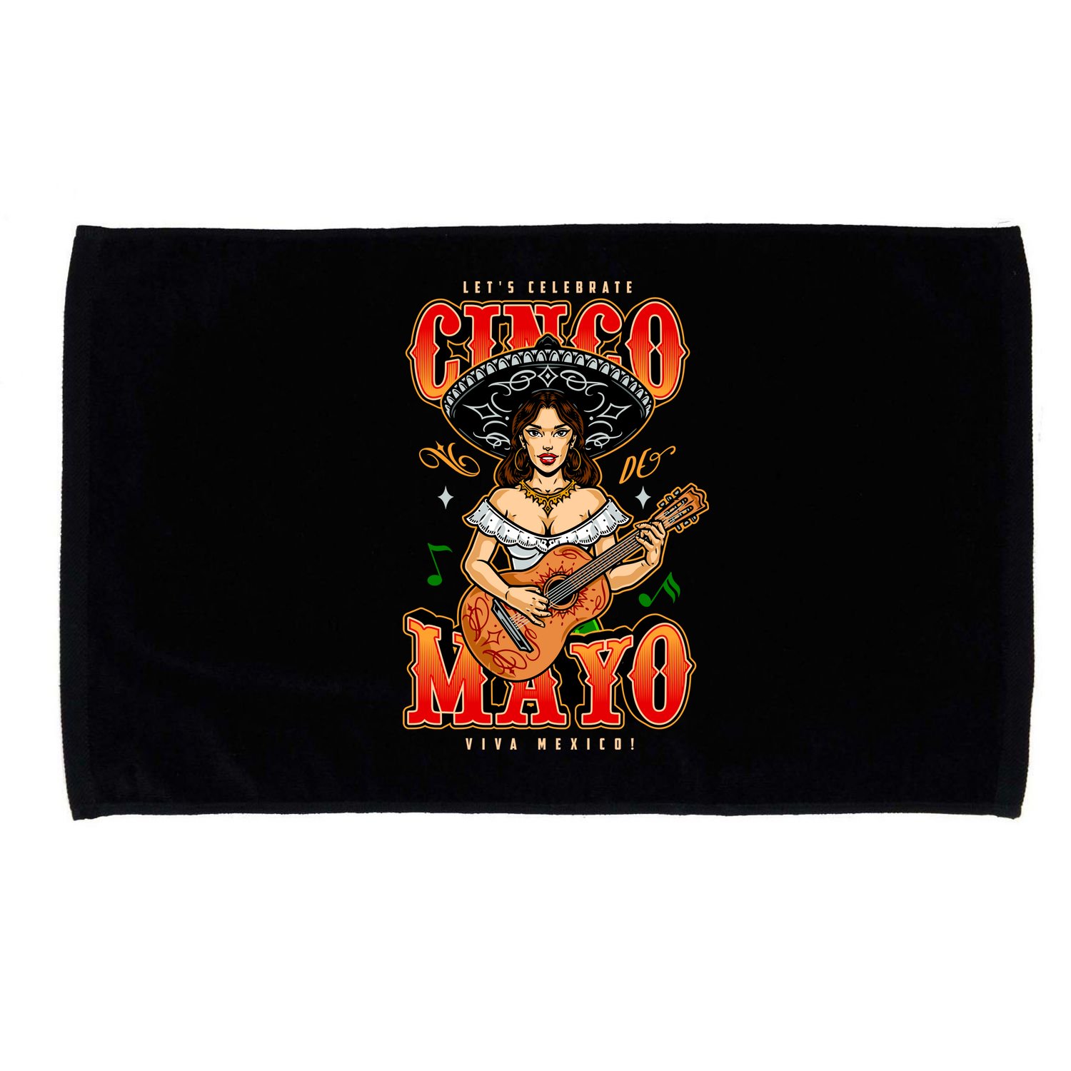 Cinco De Mayo Women Playing Banjo Microfiber Hand Towel