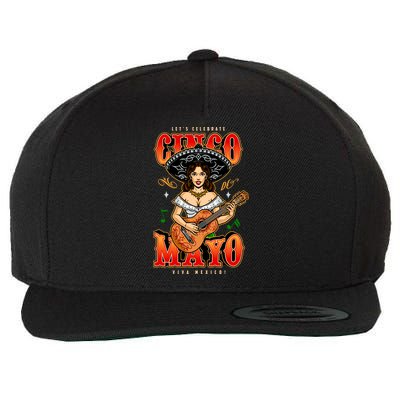 Cinco De Mayo Women Playing Banjo Wool Snapback Cap