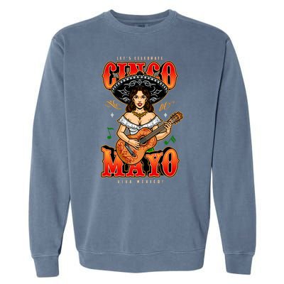 Cinco De Mayo Women Playing Banjo Garment-Dyed Sweatshirt