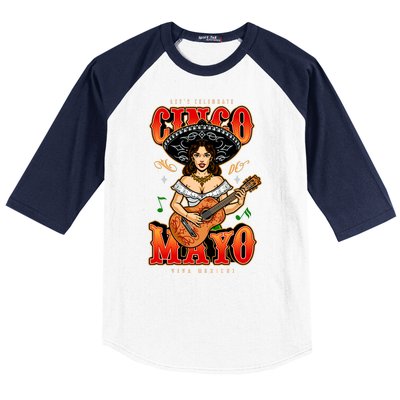 Cinco De Mayo Women Playing Banjo Baseball Sleeve Shirt