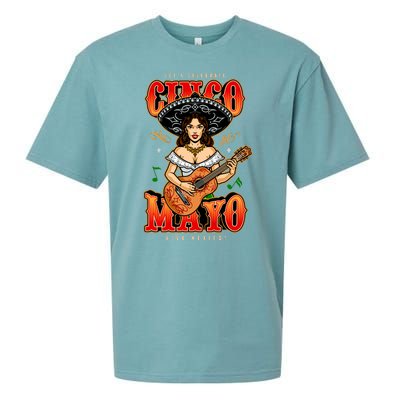 Cinco De Mayo Women Playing Banjo Sueded Cloud Jersey T-Shirt