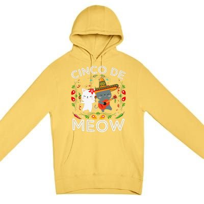 Cinco De Meow Mexican Kawaii Cat Kitten Premium Pullover Hoodie