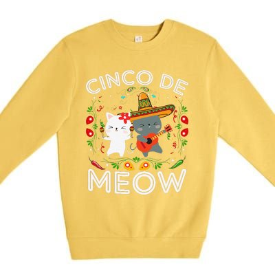 Cinco De Meow Mexican Kawaii Cat Kitten Premium Crewneck Sweatshirt