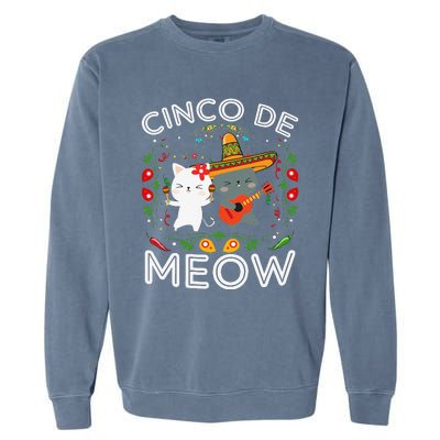 Cinco De Meow Mexican Kawaii Cat Kitten Garment-Dyed Sweatshirt