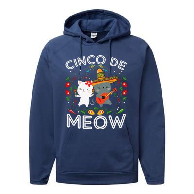 Cinco De Meow Mexican Kawaii Cat Kitten Performance Fleece Hoodie