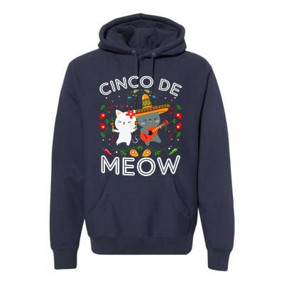 Cinco De Meow Mexican Kawaii Cat Kitten Premium Hoodie