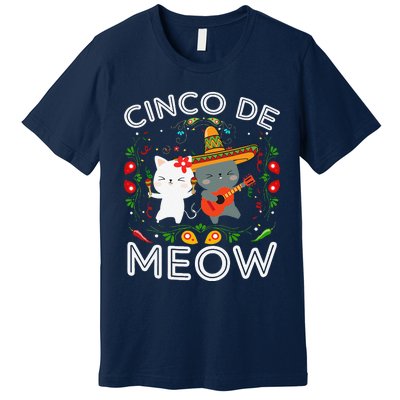 Cinco De Meow Mexican Kawaii Cat Kitten Premium T-Shirt