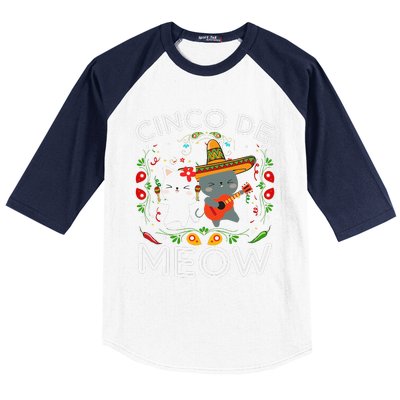 Cinco De Meow Mexican Kawaii Cat Kitten Baseball Sleeve Shirt