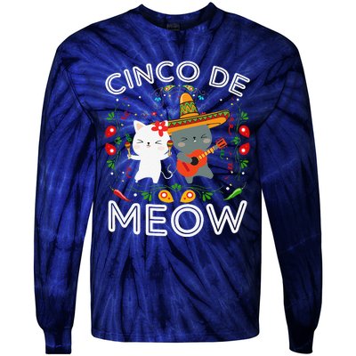 Cinco De Meow Mexican Kawaii Cat Kitten Tie-Dye Long Sleeve Shirt