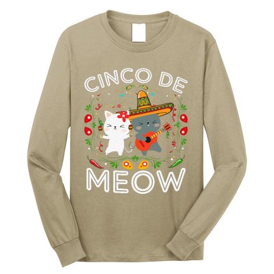 Cinco De Meow Mexican Kawaii Cat Kitten Long Sleeve Shirt