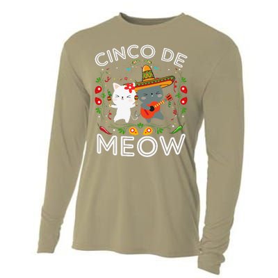 Cinco De Meow Mexican Kawaii Cat Kitten Cooling Performance Long Sleeve Crew