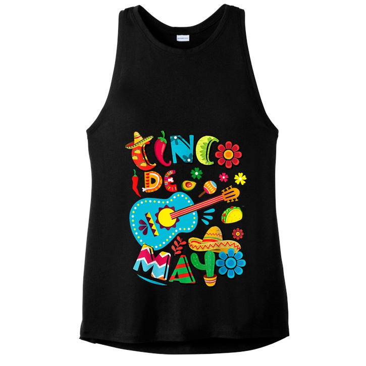 Cinco De Mayo Mexican Fiesta 5 De Mayo Viva Mexico Ladies PosiCharge Tri-Blend Wicking Tank