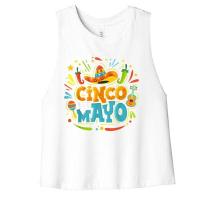 Cinco De Mayo Fiesta Surprise Camisa 5 De Mayo Viva Mexico Women's Racerback Cropped Tank