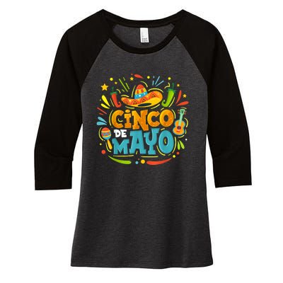 Cinco De Mayo Fiesta Surprise Camisa 5 De Mayo Viva Mexico Women's Tri-Blend 3/4-Sleeve Raglan Shirt