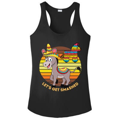 Cinco De Mayo Donkey Sombrero Wearing Burro Lets Get Smashed Gift Ladies PosiCharge Competitor Racerback Tank