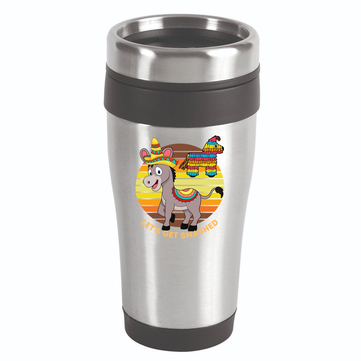 Cinco De Mayo Donkey Sombrero Wearing Burro Lets Get Smashed Gift 16oz Travel Tumbler
