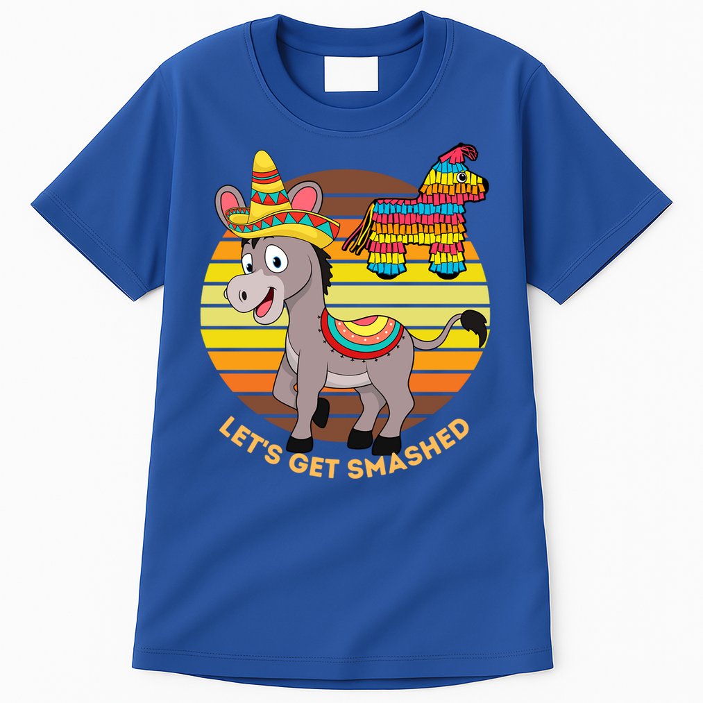 Cinco De Mayo Donkey Sombrero Wearing Burro Lets Get Smashed Gift Tall T-Shirt