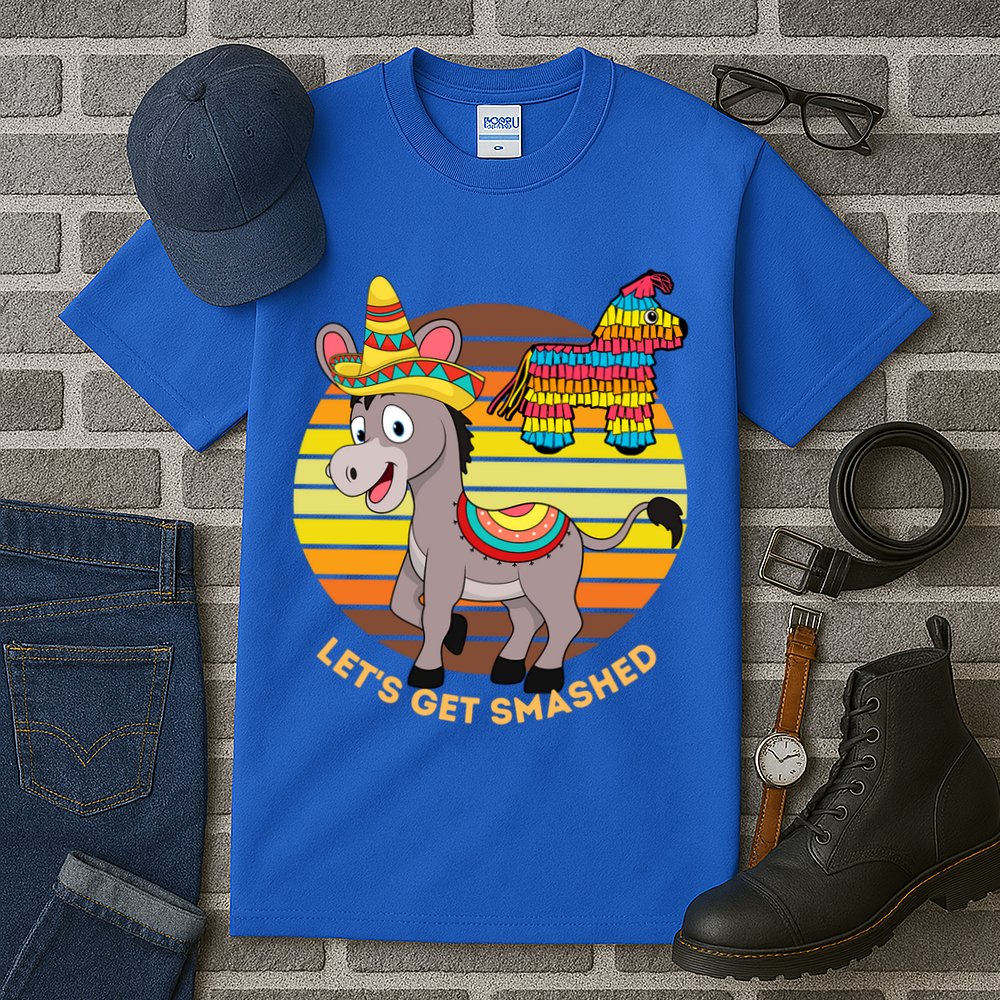 Cinco De Mayo Donkey Sombrero Wearing Burro Lets Get Smashed Gift Tall T-Shirt