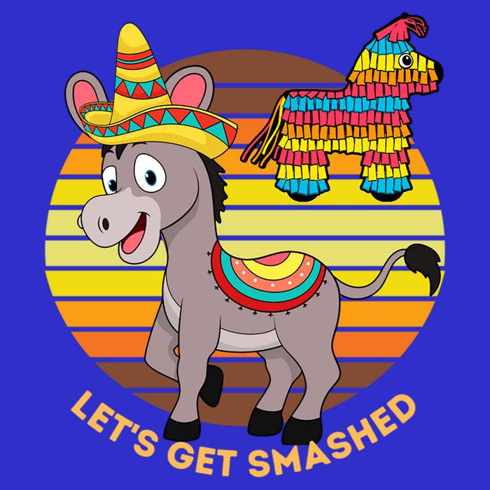 Cinco De Mayo Donkey Sombrero Wearing Burro Lets Get Smashed Gift Tall T-Shirt