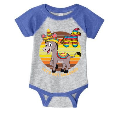 Cinco De Mayo Donkey Sombrero Wearing Burro Lets Get Smashed Gift Infant Baby Jersey Bodysuit
