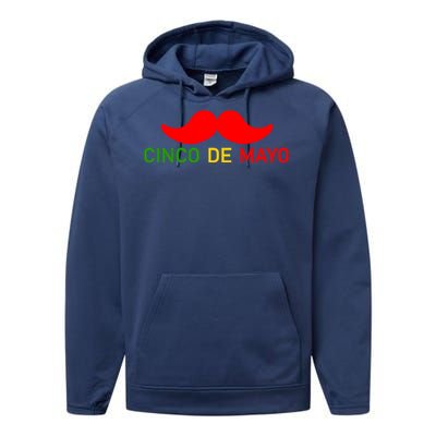 Cinco De Mayo Mustache Fiesta Performance Fleece Hoodie